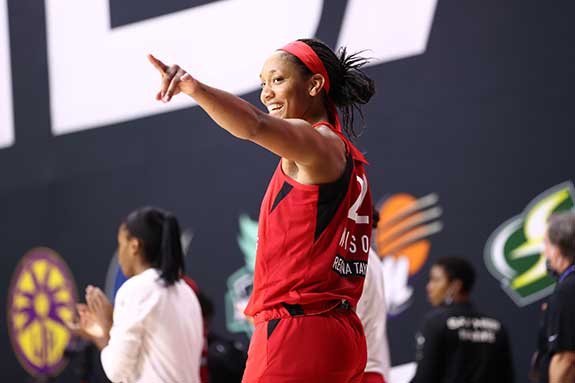 Photograph of A’ja Wilson by Ned Dishman courtesy of Getty Images