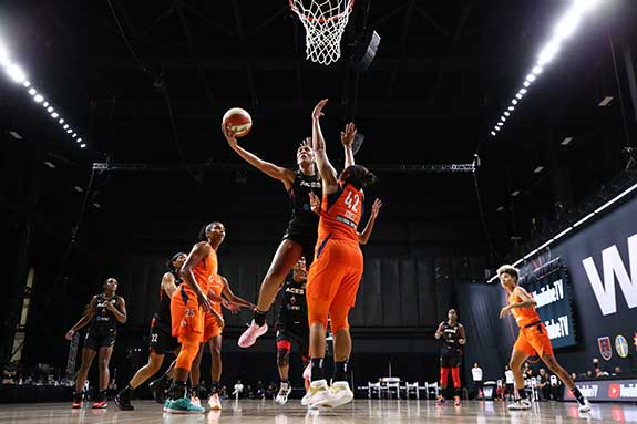 A’ja Wilson layup during WNBA Finals Game, photograph by Ned Dishman courtesy of Getty Images