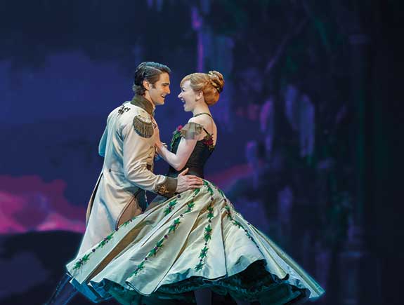 Austin Colby (Hans) and Caroline Innerbichler (Anna) in Frozen North American Tour. Photo by Deen van Meer