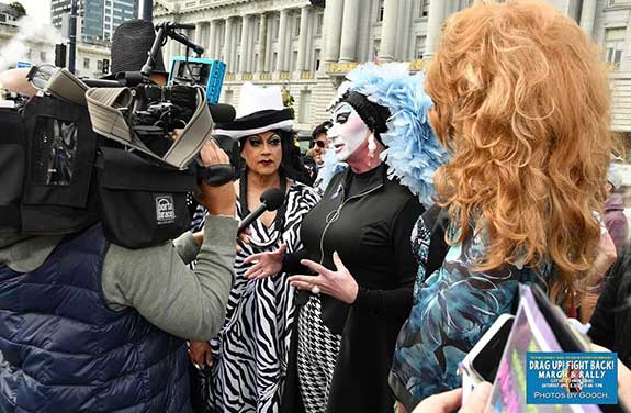 Sister Roma at the Drag Up! Fight Back March & Rally / Photo by Gareth Gooch
