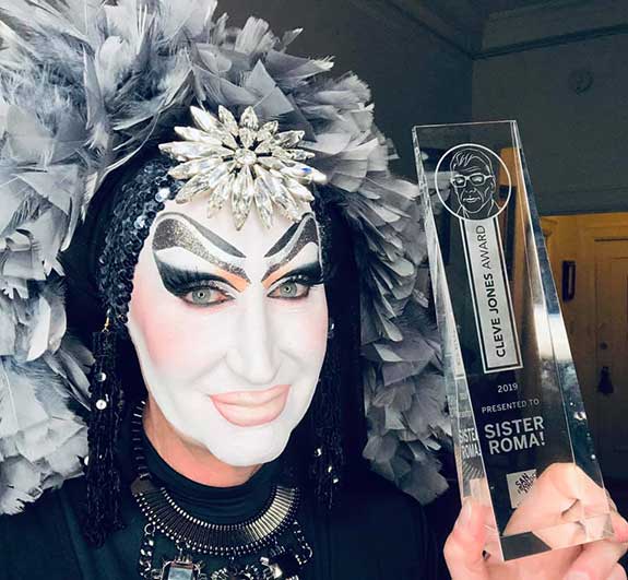 Sister Roma with the Cleve Jones Award