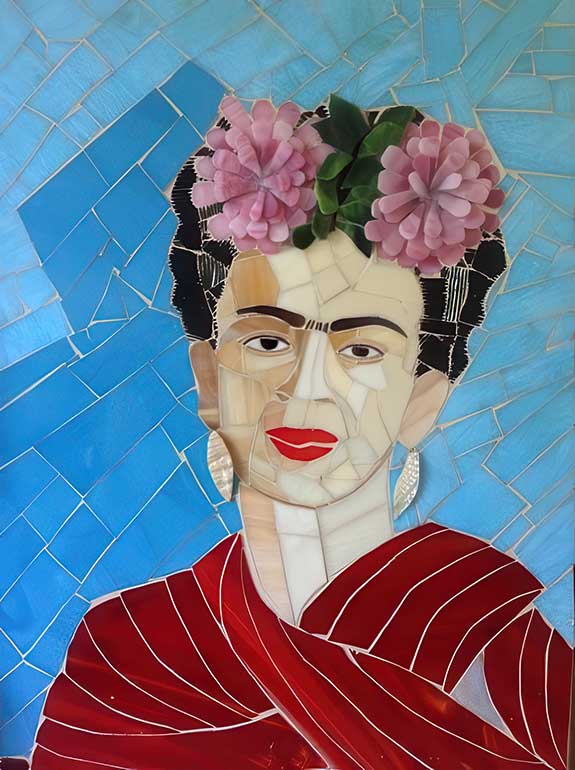 Mosaic artwork depicting the renowned Mexican artist, Frida Kahlo by Liezl Siojo