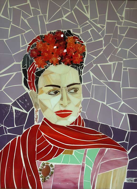Mosaic artwork depicting the renowned Mexican artist, Frida Kahlo by Liezl Siojo